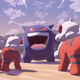 Two Growlithe face a Gengar who woke up and chose violence that day.